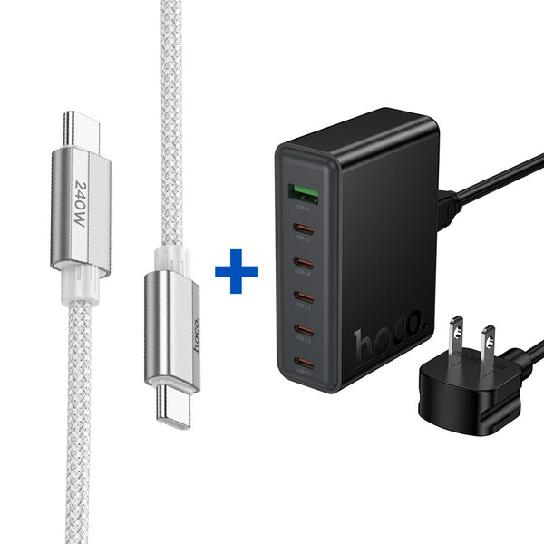 Mobile Walay Deal 05: Hoco Turbo Power Duo (Modern PD70W  Charging Station + Primero 240W Type-C Cable)