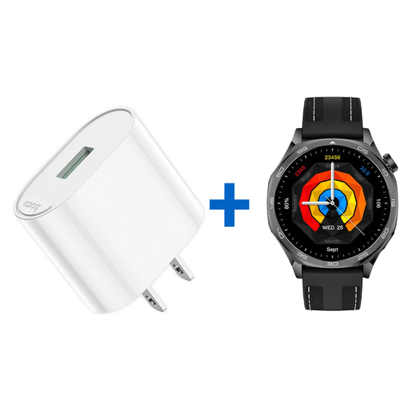 Mobile Walay Deal 04: Aurafit Charge & Go Bundle (Nexa 4 AMOLED Smartwatch + Hoco Fighter 18W Fast Charger)
