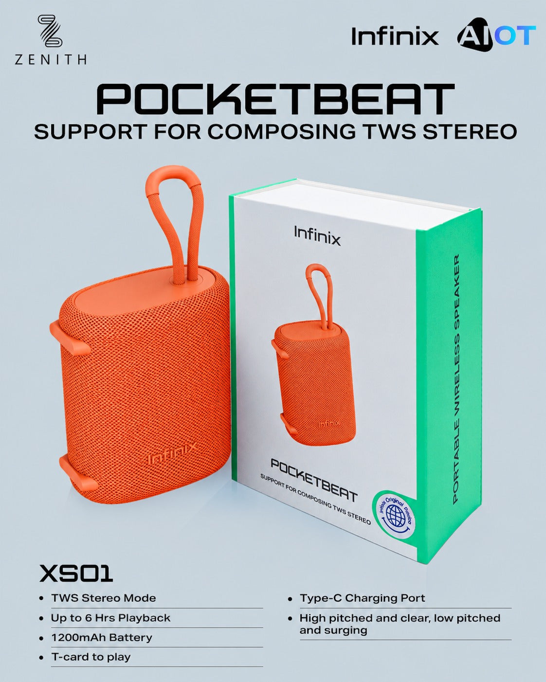 Infinix XS01 Pocket Beat Wireless Bluetooth Speaker